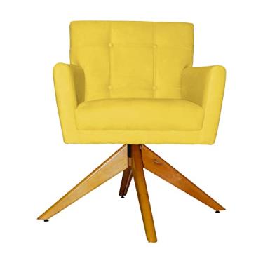Imagem de Poltrona Decorativa Onix Pés Giratório de Madeira Suede Amarelo - DS Estofados