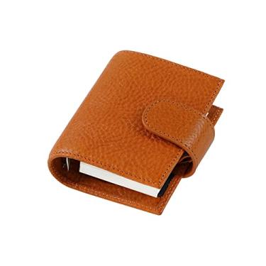 Imagem de Bloco de notas tamanho A9 de couro de grão integral 3 furos anel de ventoinha caderno com 19mm organizador diário de viagem, caramelo