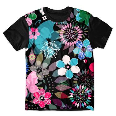 Imagem de Camiseta As Braba Masculina Pintura de Flores Full Print