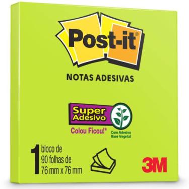 Imagem de Bloco De Notas Super Adesivas Post-It Neon Verde 76X76mm 90 Folhas - 3
