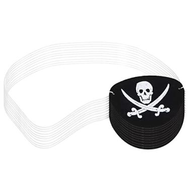Imagem de Tapa-olho de caveira, tapa-olho de caveira, tapa-olho de pirata fácil de usar, para festa de Halloween com tema de piratas(Crânio de feltro de corda branca (com faca))