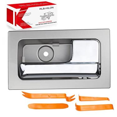 Imagem de RLB-HILON Maçaneta da porta interior compatível com Ford F150 2009 a 2014 anos da porta lateral do passageiro dianteira ou traseira direita, carcaça cinza alavanca cromada, substituição para # CL3Z-1522600-GA 9L3Z-1522600-CB