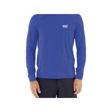 Imagem de Camisa De Pesca Mar Negro Azul Royal Masculina Uv 50+