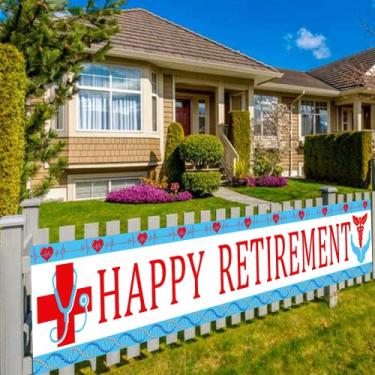 Imagem de Faixa de decoração de festa de aposentadoria de enfermeira feliz aposentadoria, equipe médica médica médica pano de fundo de festa