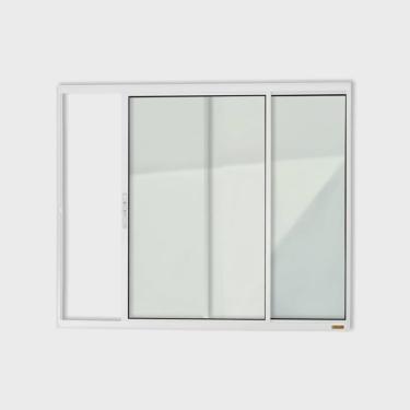 Imagem de Janela de Aluminio Veneziana de Correr 100x120cm 2 Folhas com Vidro Liso Confort Brimak