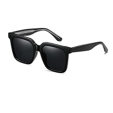 Imagem de Óculos de sol polarizados quadrados fashion para mulheres, proteção uv, condução, pesca, armação grande, óculos de sol coloridos femininos, c1 preto cinza, tamanho único