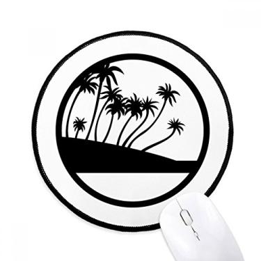 Imagem de DIYthinker Tapete de mouse preto de coqueiro planta praia desktop escritório tapete redondo para computador