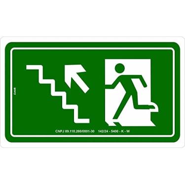 Imagem de Placa Sinalização S10 Escada de Emergência Fotoluminescente Sobe à Esquerda