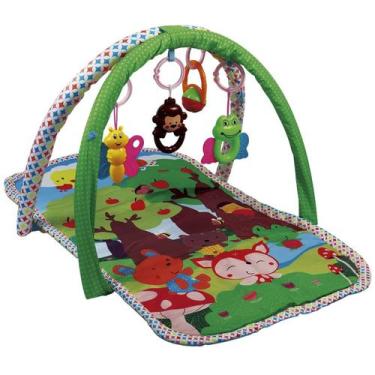 Tapete de Atividades com Piano Musical Infantil Animais Verde Baby