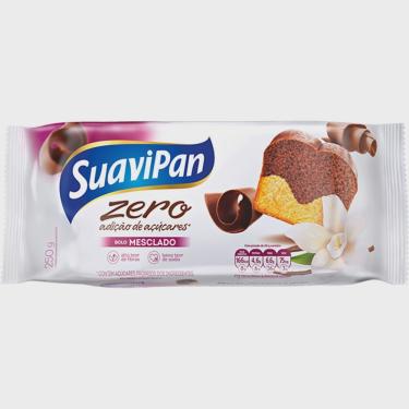Imagem de Bolo Mesclado Chocolate E Baunilha Zero Adição de Açúcares Suavipan 250g.