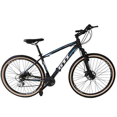 Imagem de Bicicleta Aro 29 Gti Roma Alumínio 21v Freio a Disco Garfo Suspensão com Pneu Faixa Bege (15, Preto/Azul)