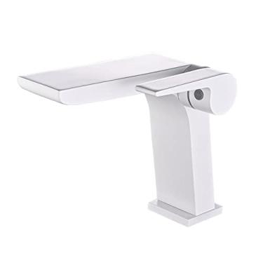 Imagem de Torneira da bacia do banheiro com cascata montada no convés para lavatório de água quente e fria torneiras misturadoras de guindaste escovado, tamanho único