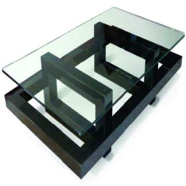 Imagem de Mesa central de tampo de vidros e dois pés de metalon quadrados