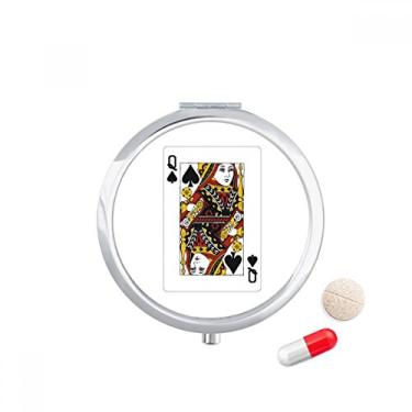 Imagem de Caixa de comprimidos com padrão Spade Q de cartas de baralho dispensador de remédios