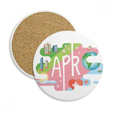 Imagem de Caneca de porta-copos com ilustração de mês de abril, pedra absorvente de proteção de mesa