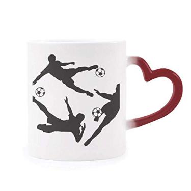 Imagem de Caneca de grés com contornos de futebol americano, esportivo, sensível ao calor, mudança de cor vermelha