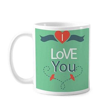 Imagem de Caneca verde I Love You Dia dos Namorados cerâmica café porcelana caneca louça
