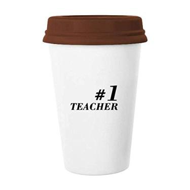 Imagem de Número 1 Caneca de cerâmica com citação de estudante para professores, copo de café