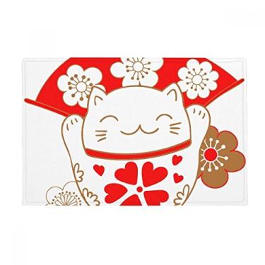 Imagem de DIYthinker Cherry Blossoms Lucky Fortune Cat Tapete de chão antiderrapante para porta de banheiro