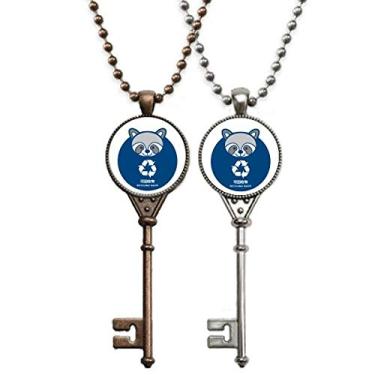 Imagem de OFFbb-USA Colar de chave de classificação de resíduos de guaxinim reciclável para decoração de casais