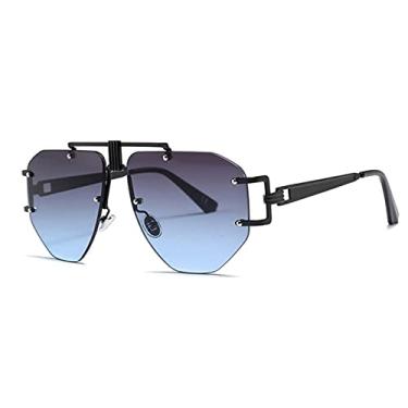Imagem de Armação de liga irregular Óculos de sol fotocrômicos sem aro para homens e mulheres Óculos Uv400 exclusivos 6