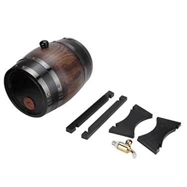 Imagem de Recipiente De Vinho Tinto De Madeira De Grande Capacidade OKJHFD, Barril De Vinho Tinto De Carvalho Preto Listrado 3l Com Torneira Para Cerveja, Vinho