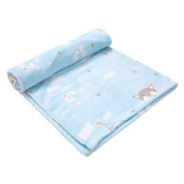 Imagem de Cobertor De Microfibra Papi 1,10M X 85cm Raposa Azul Claro