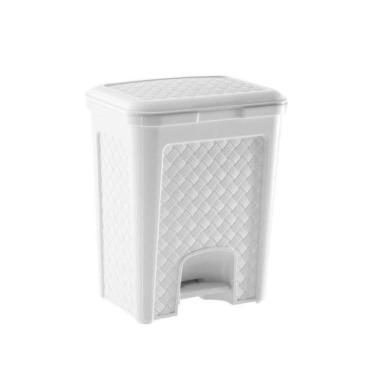 Imagem de Lixeira Com Pedal Rattan 13 Litros Branco