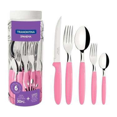 Imagem de Faqueiro Tramontina Ipanema Aço Inox Rosa 30 Peças - 23398/488