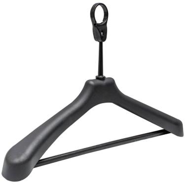 Imagem de Kit 24 Cabides de Roupa Antifurto para Hotel Adulto Reforçado Preto Pousada Organizador Social