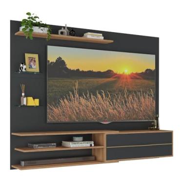 Imagem de Painel com Suporte para Tv até 65 Polegadas 1 Porta e Prateleiras Multimóveis Mp1073 Preto/rustic