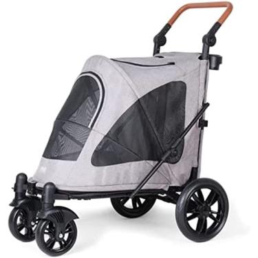 Imagem de Carrinho De Passeio Para Cães Pet Jogger Carrinho Para Gatos Pequenos E Médios Cães Fácil De Dobrar Para Armazenamento E Viagens,Cinza,Hilarious123