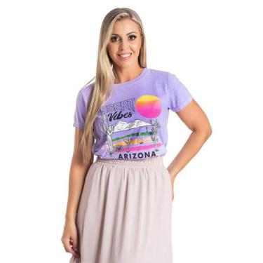 Imagem de Camiseta Estonada Feminina Vibes Lilás - Donnab