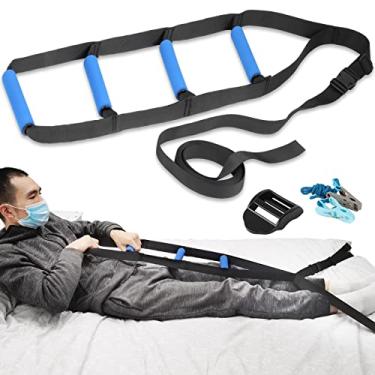 Imagem de Auxiliar de escada de cama, ajudante de puxar e sentar 4 manípulos, dispositivos de assistência de trilho de cama de comprimento ajustável para a maioria das camas, auxílio de mobilidade para idosos,