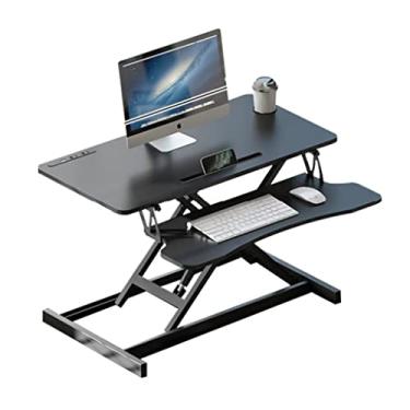 Imagem de Conversor de mesa de 36 polegadas, elevação de mesa ajustável em altura para ficar em pé ou sentado, com bandeja de teclado, porta de carregamento USB embutida, comporta 36 kg (Cor: A, Tamanho: 72 *