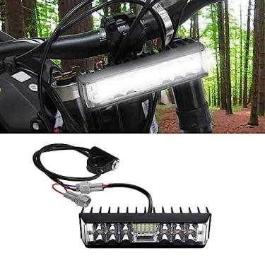 Imagem de BILLFARO Farol dianteiro de motocicleta atualizado com interruptor lâmpada de cabeça brilhante plug and play farol de barra de luz para Sur Ron Light Bee X S Segway X160 X260 Dirt Bike, lâmpada retangular