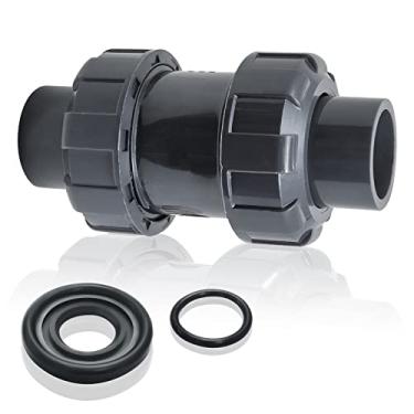 Imagem de Válvula de retenção de PVC True Union, válvula de retenção utilitária de porta completa deslizante de 3,8 cm, válvula de retenção de bola de piscina com soquete Sch80 para prevenção de refluxo