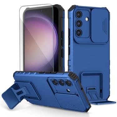 Imagem de NKECXKJ Capa para celular Samsung Galaxy S23 FE 5G com protetor de tela de vidro temperado Slide Camera Lens Kickstand Military-Grade Bumpers Armor Capa protetora à prova de choque para mulheres