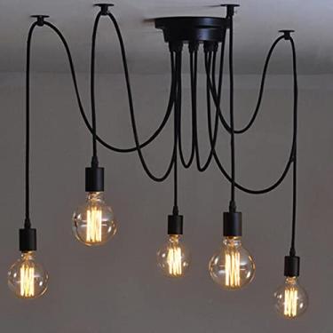 Imagem de Lustre de 5 braços antigo diy lustre pingente luminária lâmpada aranha E27 retro industrial sala de jantar quarto hotel acessórios de iluminação doméstica/232