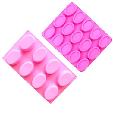 Imagem de Forma Silicone Sabonete Oval Sabão Saboaria Vela 50g 90g Kit