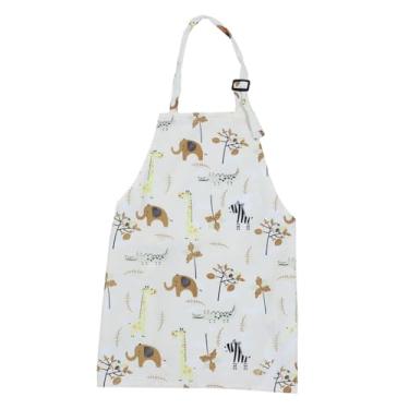 Imagem de Avental infantil 2 peças, avental estampado infantil, pintura de desenho animado, poliéster (poliéster), branco, overol para niño/641