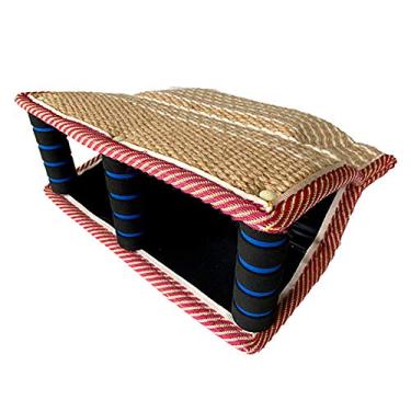 Imagem de Almofada de mordida de cachorro, cunha, proteção de braço, almofada de mordida segura, manga de juta, brinquedo de puxão de cachorro com 3 alças para cães jovens de médio a grande porte Schutzhund