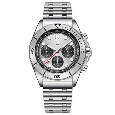 Imagem de HaiQin Pagani Design Relógio masculino profissional com cronógrafo, movimento de quartzo japonês, safira sintética, com bola de aço inoxidável, 100 m, impermeável, casual, moderno,