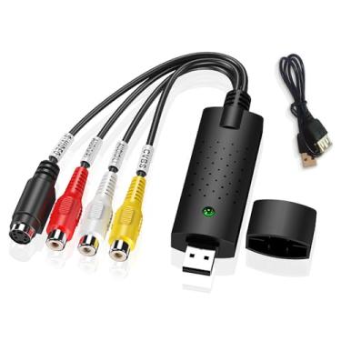 Imagem de Dispositivo de placa de captura de vídeo USB, conversor de áudio e vídeo para RCA para USB-Converter VHS Mini DV VCR Hi8 DVD para conversor digital para PC TV Tape Player, filmadora, compatível com