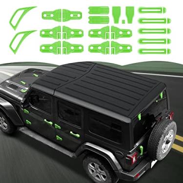 Imagem de CheroCar 22 peças acessórios exteriores tampa do capô do motor tampa da dobradiça da porta lateral ar condicionado tampa da maçaneta da porta para Jeep Wrangler JL JLU Sports Sahara Freedom Run 2018