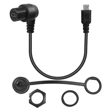 Imagem de QIANRENON Cabo de extensão à prova d'água de 90° para painel USB direito, micro USB, ângulo de 5 pinos, conector micro macho para fêmea para fixação no painel do carro, barco, motocicleta, 28 cm/11