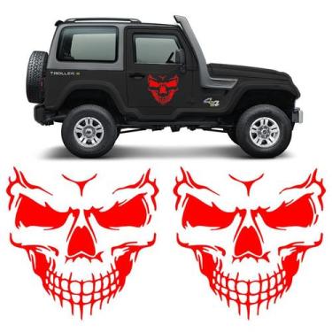 Imagem de Par Adesivos Caveira Skull Lateral Carro Decorativo Tuning - SPORTINOX