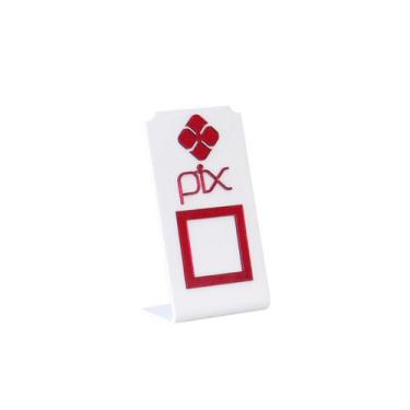 Imagem de Expositor QR CODE PIX - Branco com Vermelho - Lm Balcoes