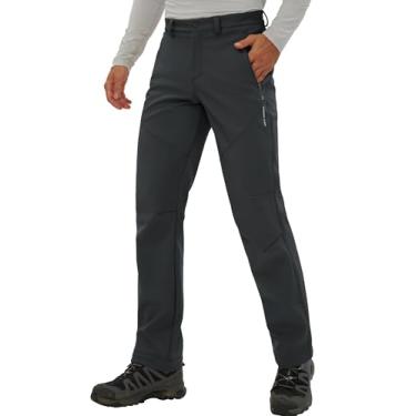 Imagem de Pioneer Camp Calça masculina forrada com lã de neve para inverno, quente, impermeável, isolada, snowboard, com bolsos com zíper (cinza escuro, GG)