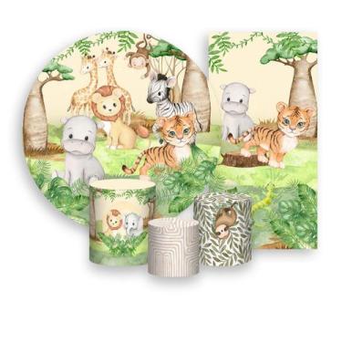 Imagem de Kit Painel De Festa + Trio Capa Cilindro + Faixa Veste Fácil - Safari 